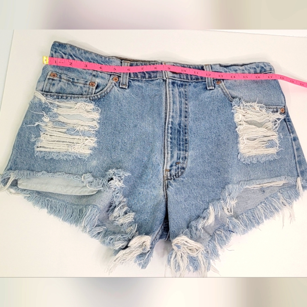 Levi's Denim Short Shorts With Distressing